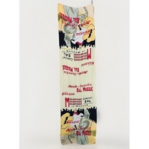VTG Moulin Rouge Toulouse-Lautrec Double Print Silk Scarf Long Rectangle 18.5x64